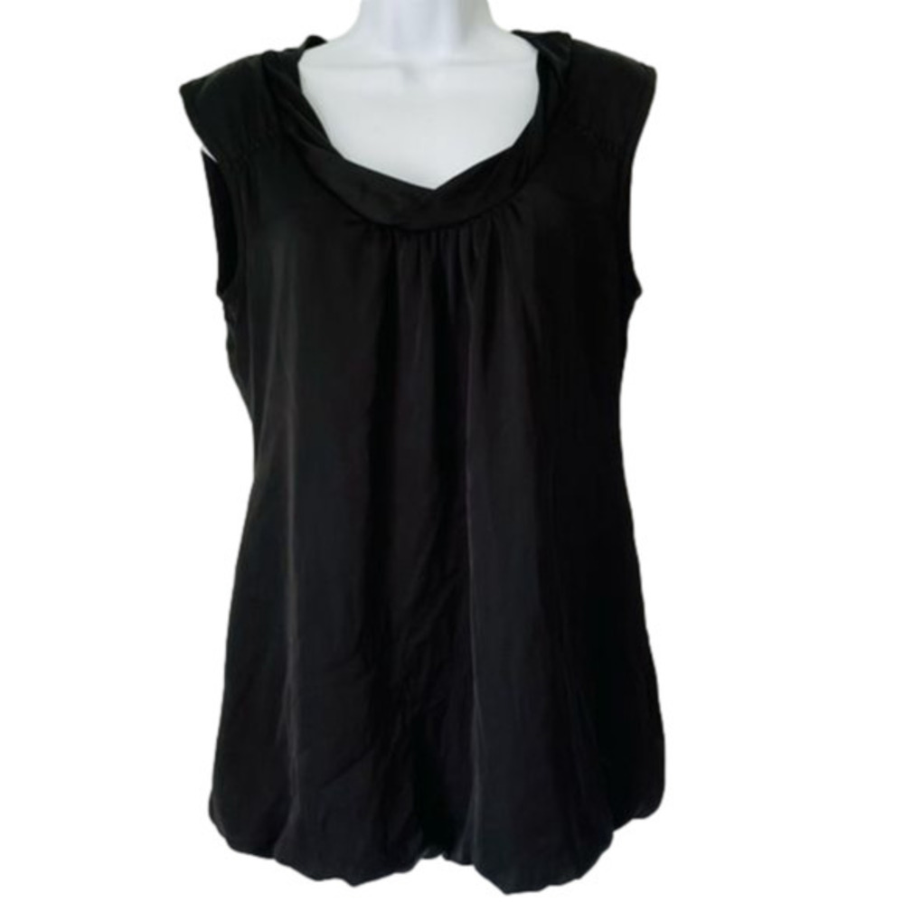 Silky Satin Sleeveless Black Dressy Blouse